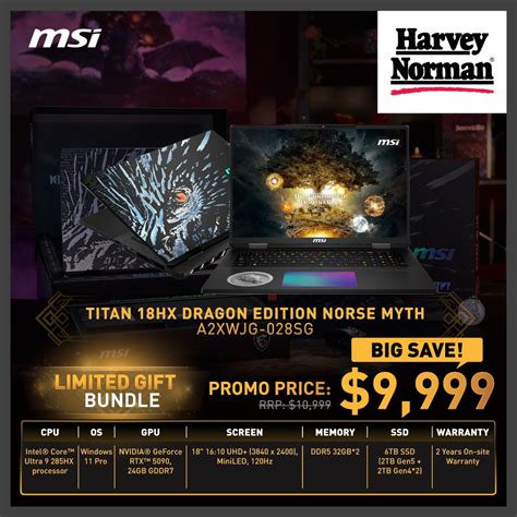 MSI Titan 18 Dragon Edition Norse Myth |Intel Ultra 9 285HX|RTX 5090|DDR5 48GB X2|6TB SSD|18''|WIFI 7BE|LAN|BT|WIN11PRO|2yr Wty|